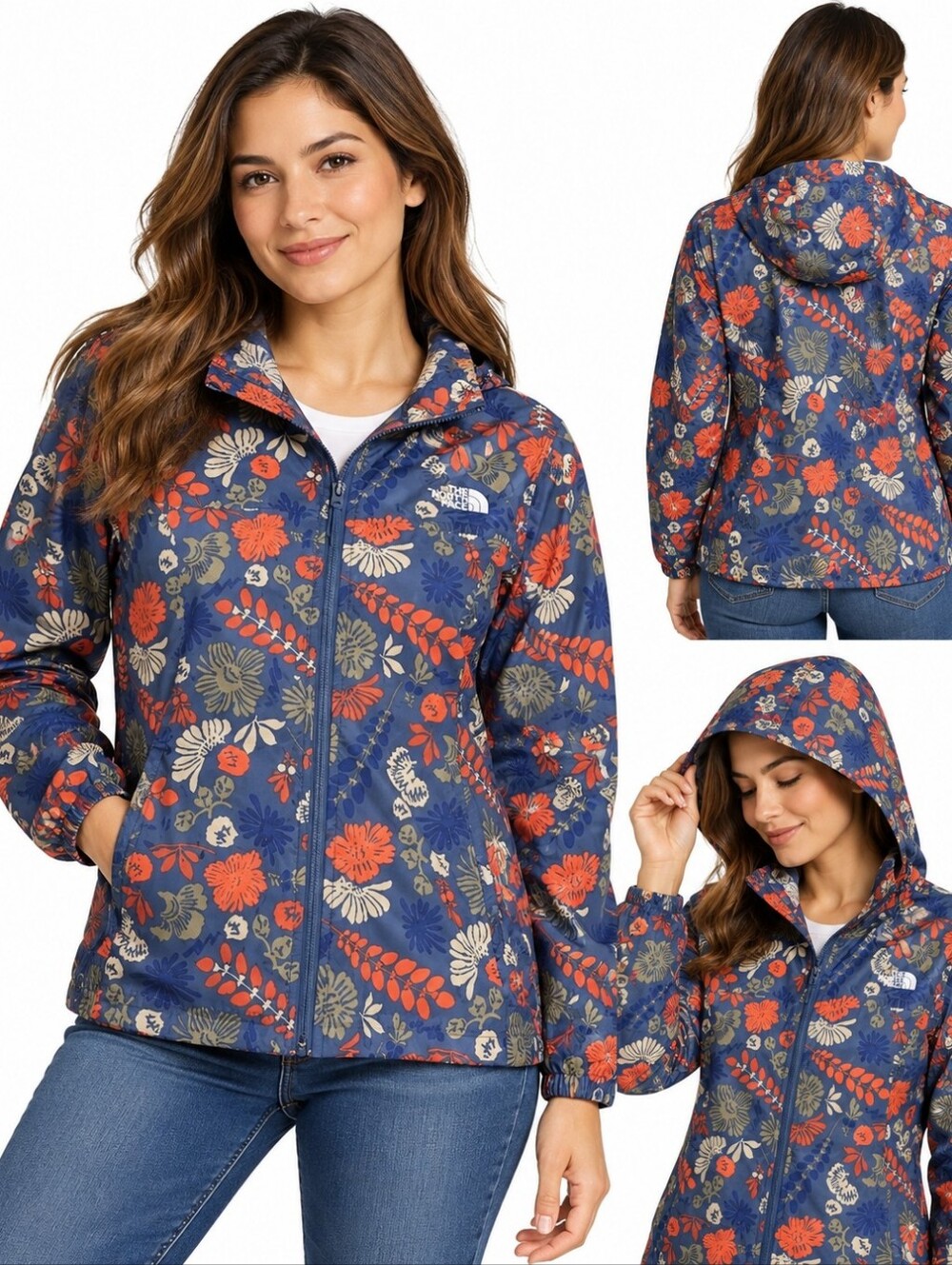 The North Face Women’s Floral Hooded Windbreaker Jacket Size S